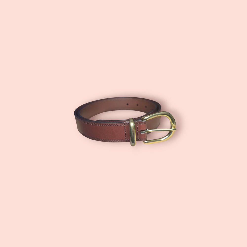 Quince Allegra European Leather Belt Espresso Brown Gold Buckle French Leather